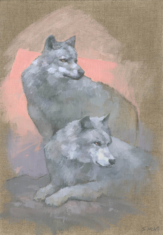 Contemporary wolf painting by artist Stephen Mitchell
