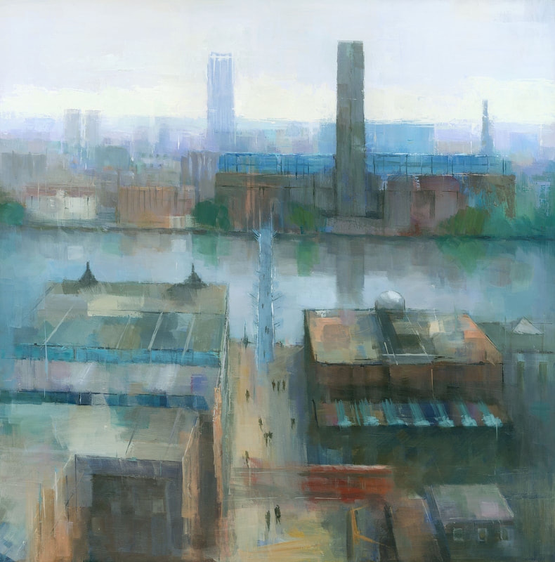 Contemporary London cityscape painting of the Tate Modern,by artist Stephen Mitchell