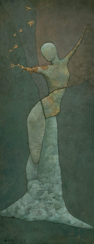 Modern female figure abstract painting by Stephen Mitchell.