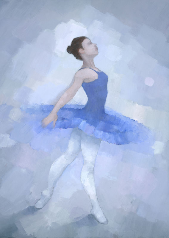 Original impressionist ballerina painting in delicate muted style by Stephen Mitchell