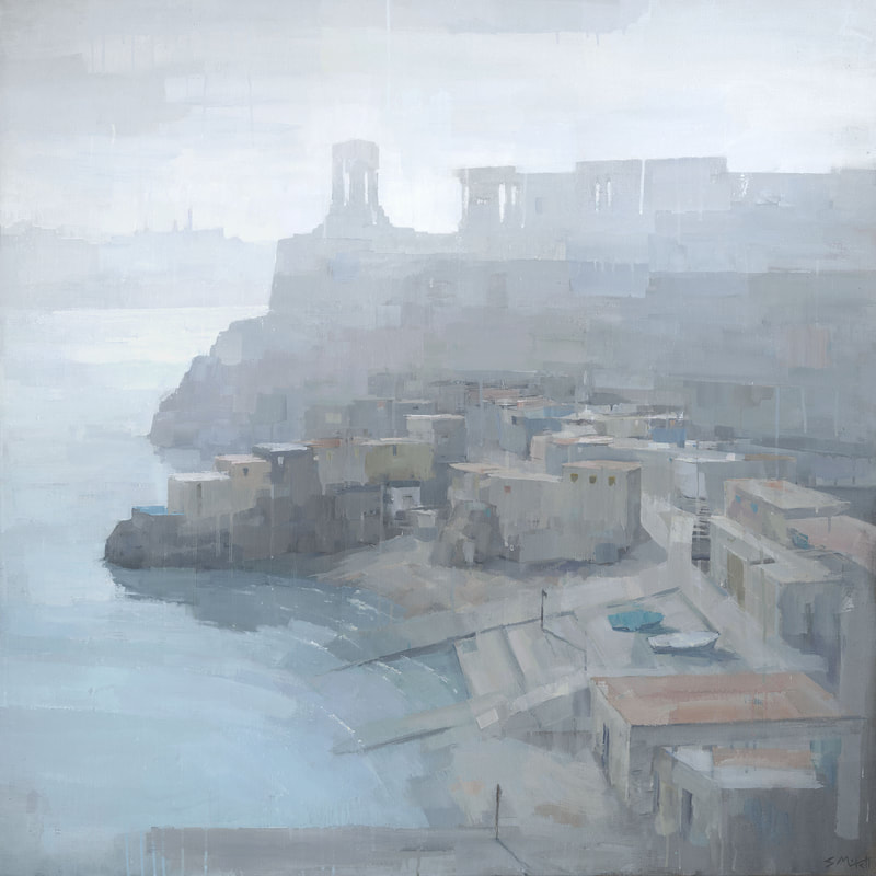 Valletta, Malta, muted tonalist landscape painting by artist Stephen Mitchell